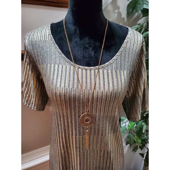 Espresso Women's Beige Polyester Round Neck Half Sleeve Knee Length Dress Size L - Picture 2 of 11